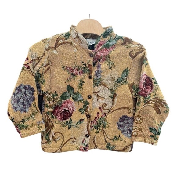 Sugar Street Weavers Jackets & Blazers - Sugar Street Weavers Vintage Floral Tapestry Jacket Cotton One Size Made in USA